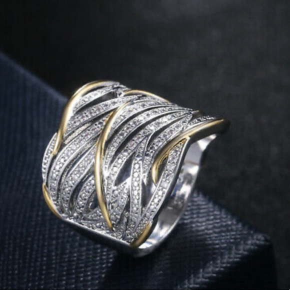 NEW Gorgeous 925 Sterling Silver Two tone Ring - Picture 4 of 10